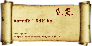 Varró Réka névjegykártya